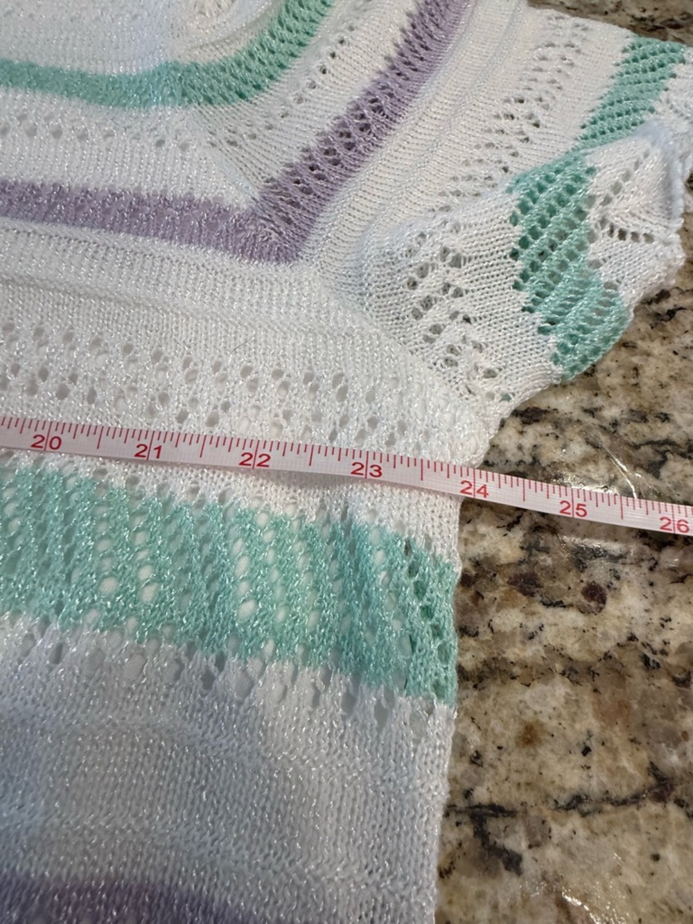 Alfred Dunner crochet knit sweater beaded pastel stripes SZ 1X - Picture 8 of 11